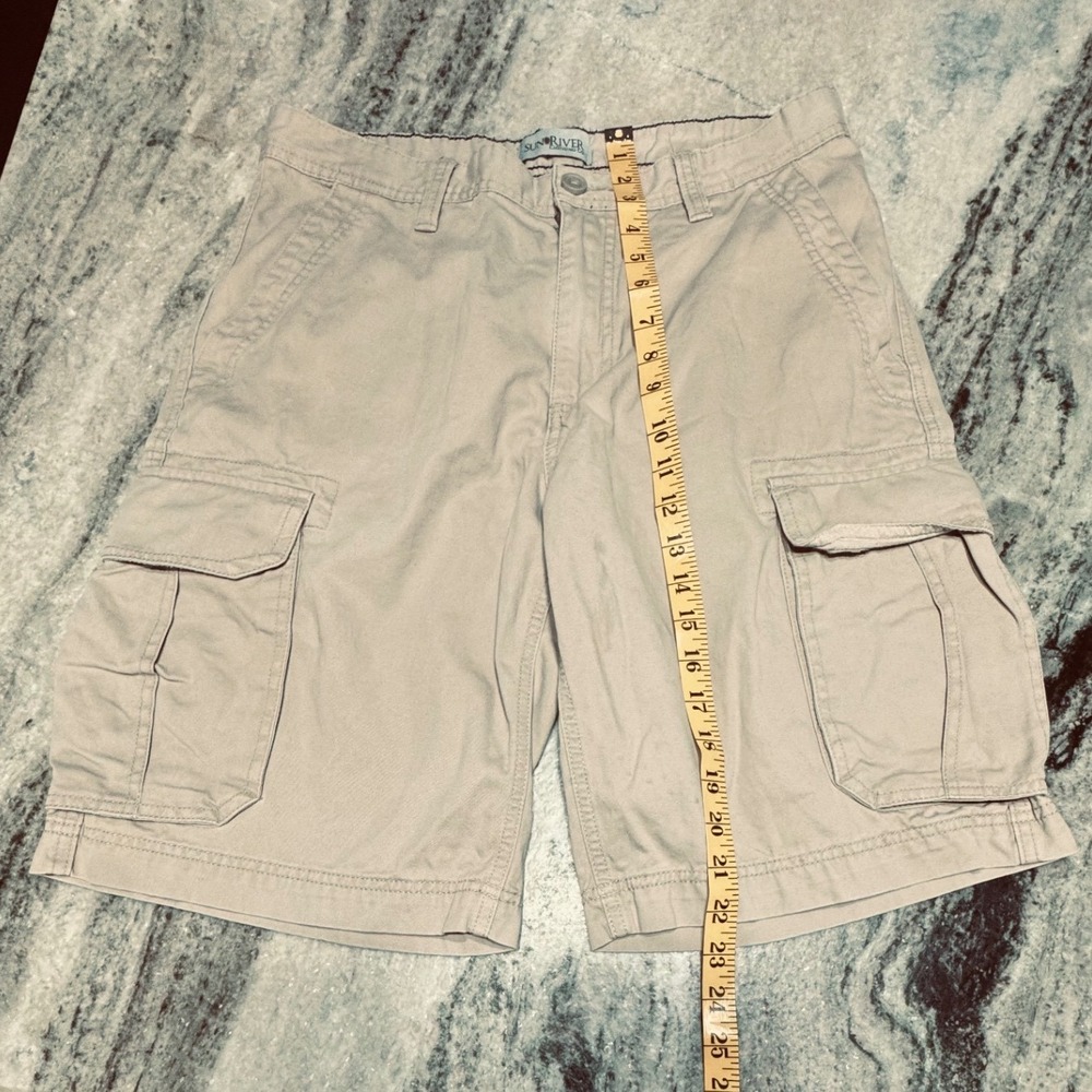 Sun River Cargo Shorts Mens 32 Tan Khaki Cotton Multi Pocket Utility 1275.14 - Picture 3 of 8